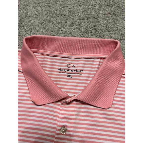 Vineyard Vines Men's Peach white stripe‎ performance stretch polo shirt Sz XXL - Picture 6 of 8